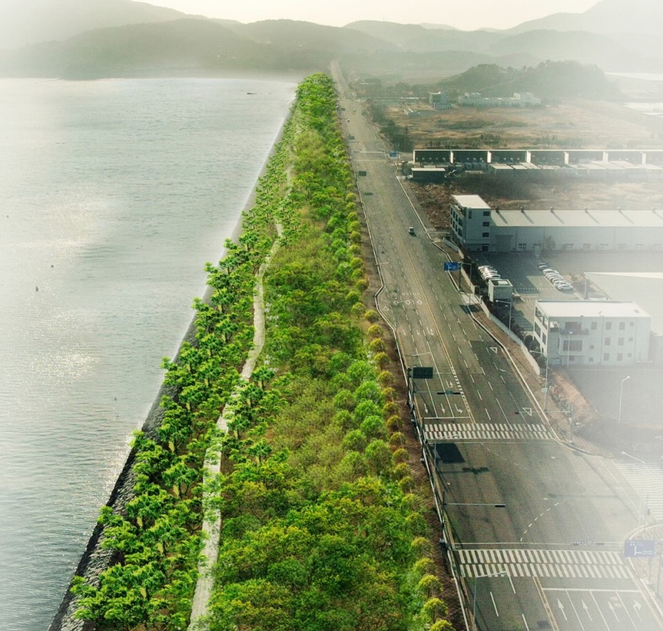 ▲율촌산업단지 미세먼지 차단숲 조성 조감도