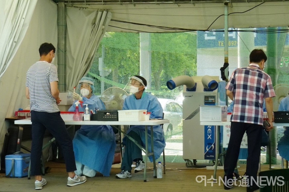 ▲여수시보건소 선별진료소 모습