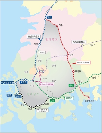  ▲경전선 등 전남 철도현황도