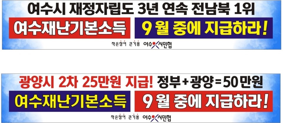 ▲여수시민협이 여수시 2차 재난지원금 지급을 촉구했다