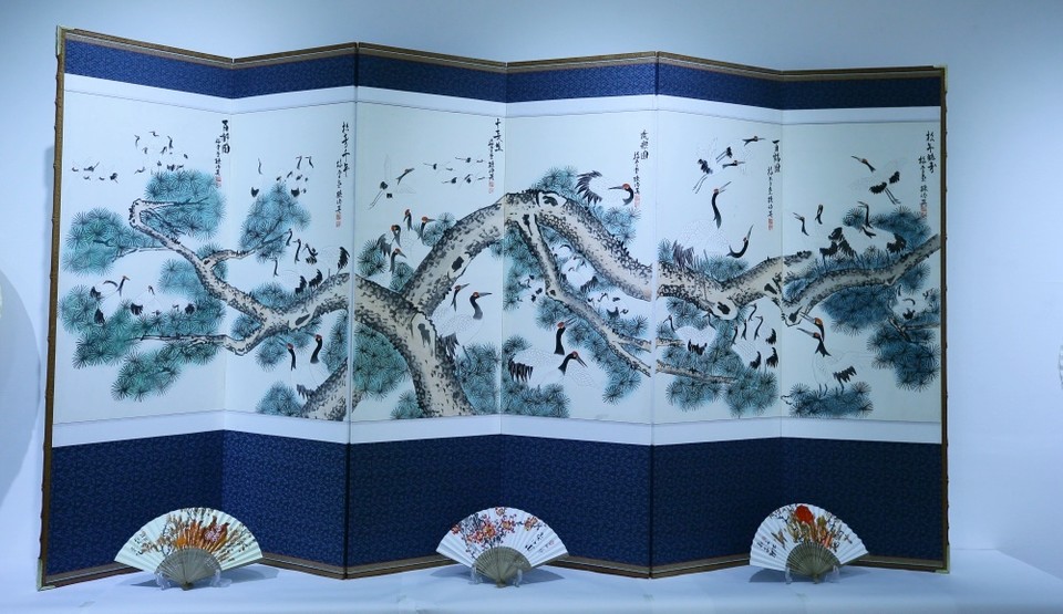 ▲손차영, 십장생송학(十長生松鶴) 6폭