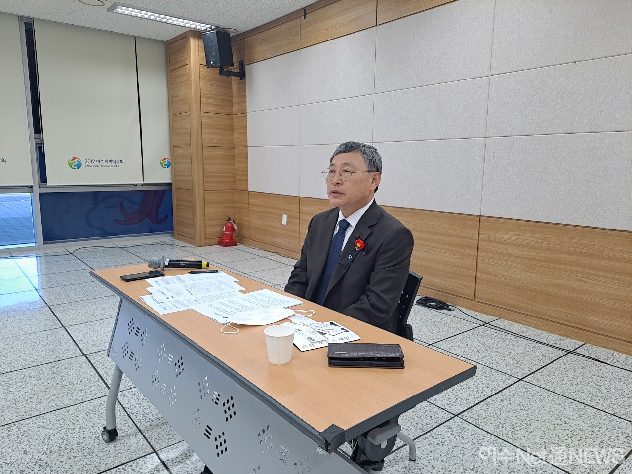 ▲ 10.19여순사건 73주년을 맞은 19일 오후 여수엑스포컨벤션센터에서 진실화해위원회 정근식 위원장의 여수지역 기자간담회 모습