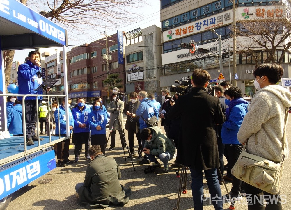 ▲ 송영길 당 대표가 이재명 후보 지지를 호소하고 있다