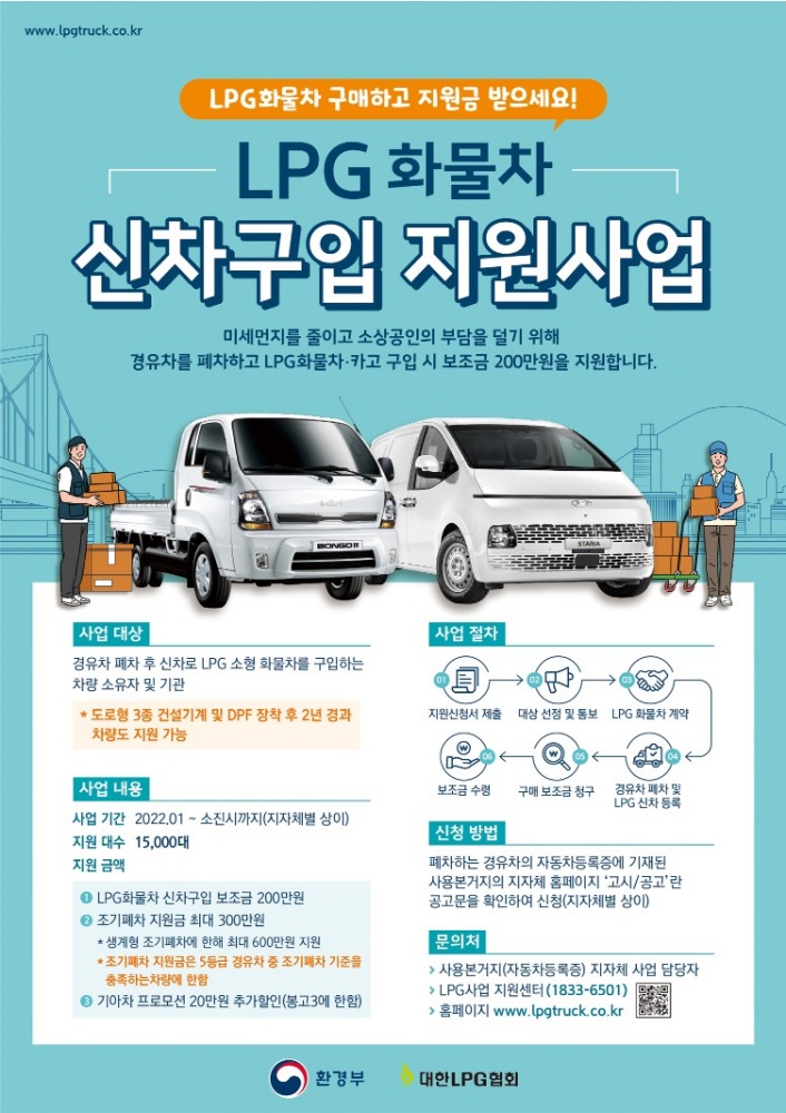 ▲LPG 1톤 화물차 신차구입비 지원한다