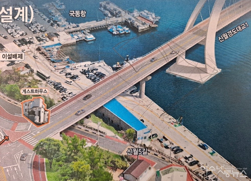 ▲ 여수시 신월동과 대경도를 잇는 경도 진입도로 조감도다. ⓒ여수 해수청