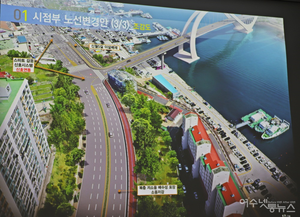 ▲ 여수시 신월동-대경도를 잇는 경도 진입로 시점부 노선변경 조감도이다. ⓒ조찬현