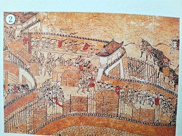 ▲명나라 제독 유정이 소서행장과 협상하기 위해 성밖으로 유인해 나오는 장면  ⓒ순천시