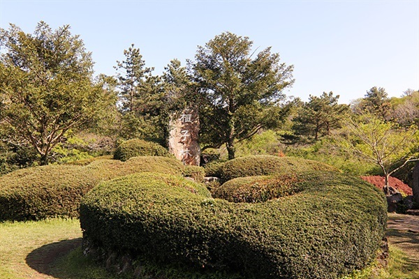 ▲ 공원관리인들이 예쁘게 다듬은 비자림 표지가 보인다.  ⓒ오문수