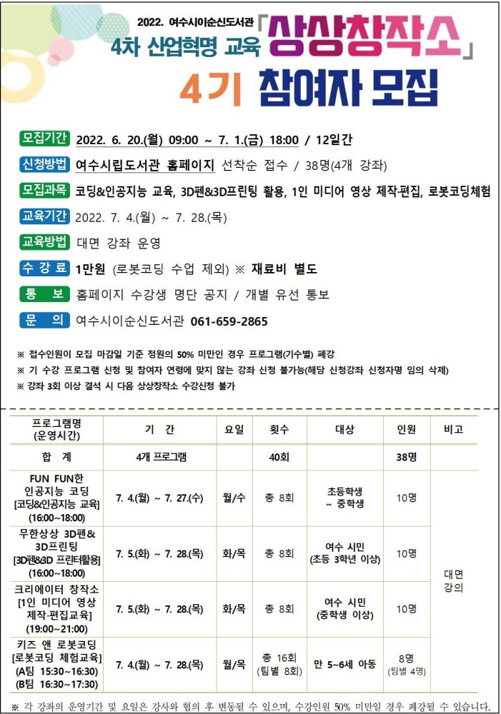▲ 상상창작소 4기’ 참여자 모집 포스터