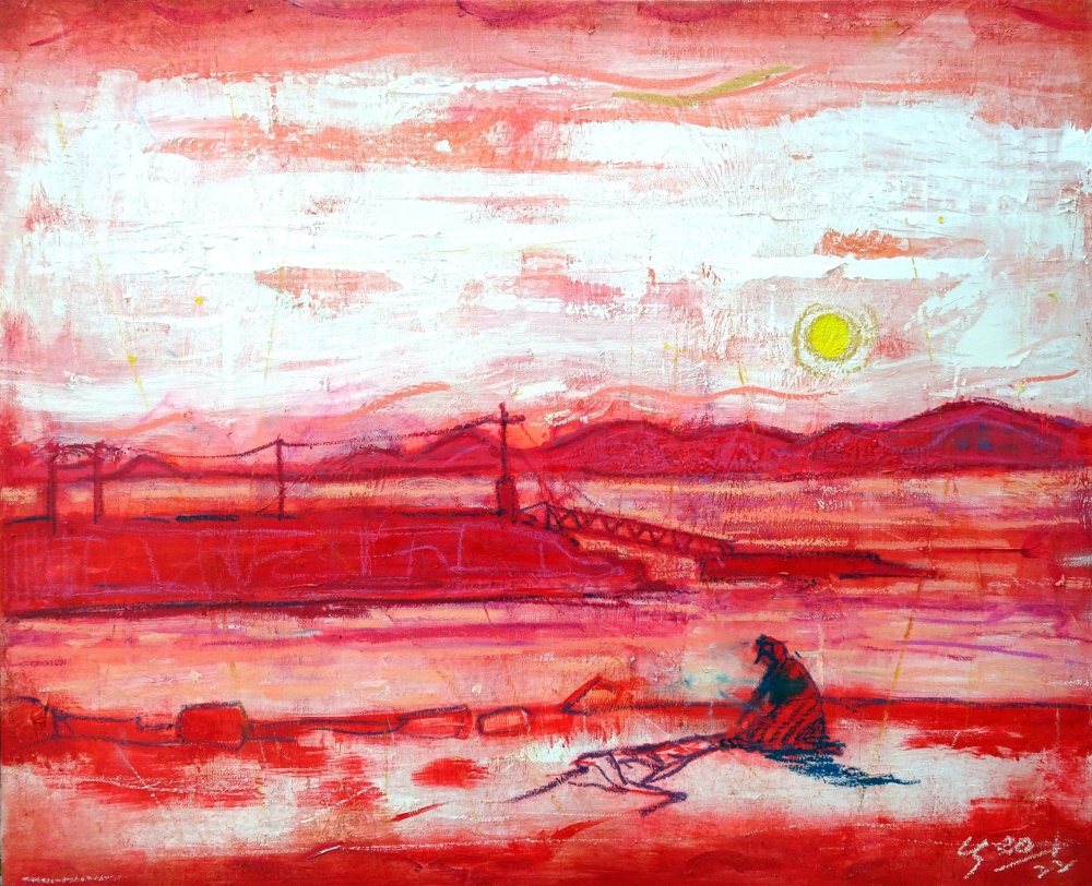 ▲ 여근섭, 어부의 노래 (50X60.6cm, 캔버스에 아크릴, 오일파스텔)