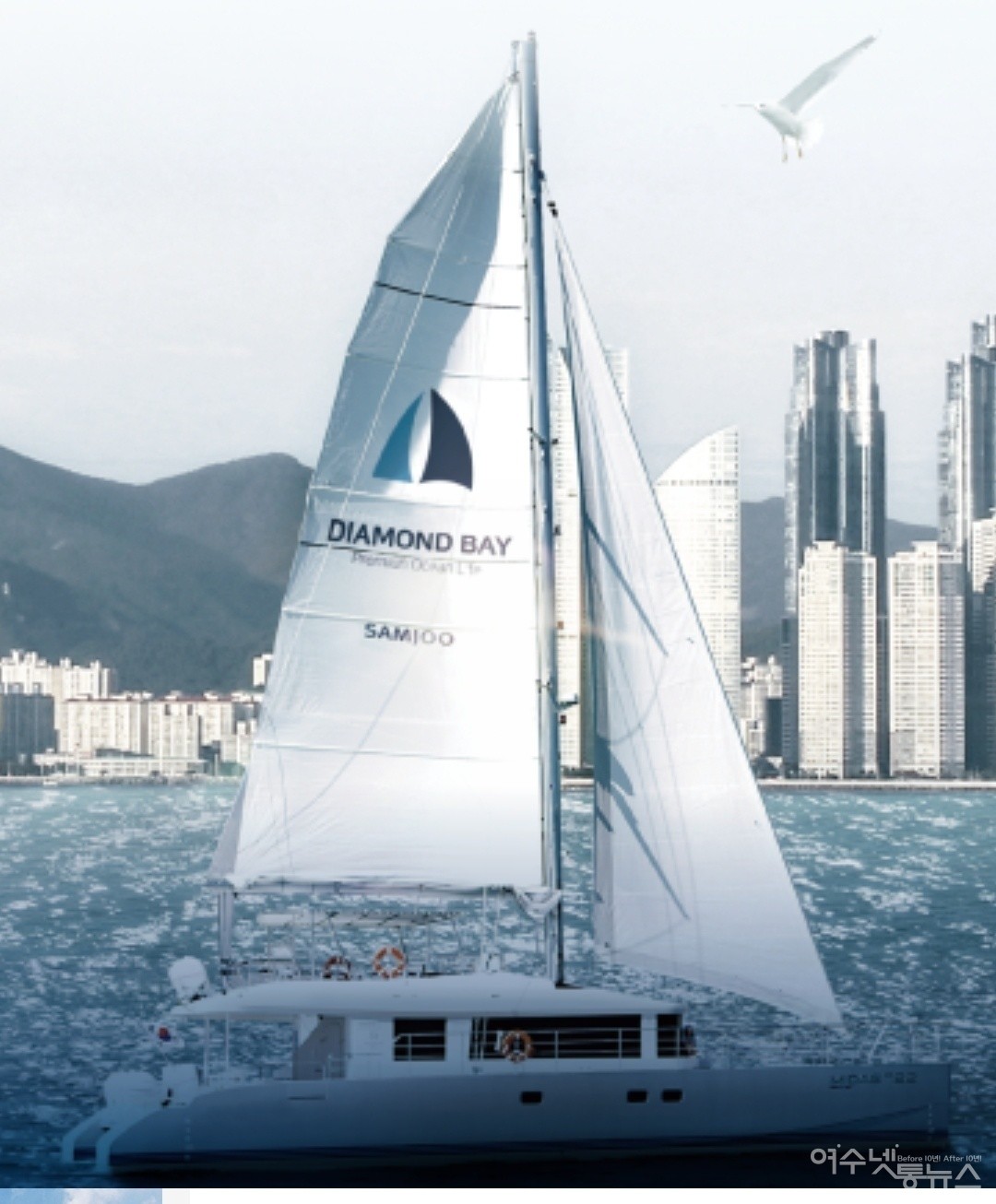 ▲ 29일 첫 취항한 국내 최대 카타마란 메가 요트마이더스 720 ⓒ임규성 제공