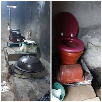 ▲  공사 전 어르신댁 옛날식 주방과 재래식 화장실 모습