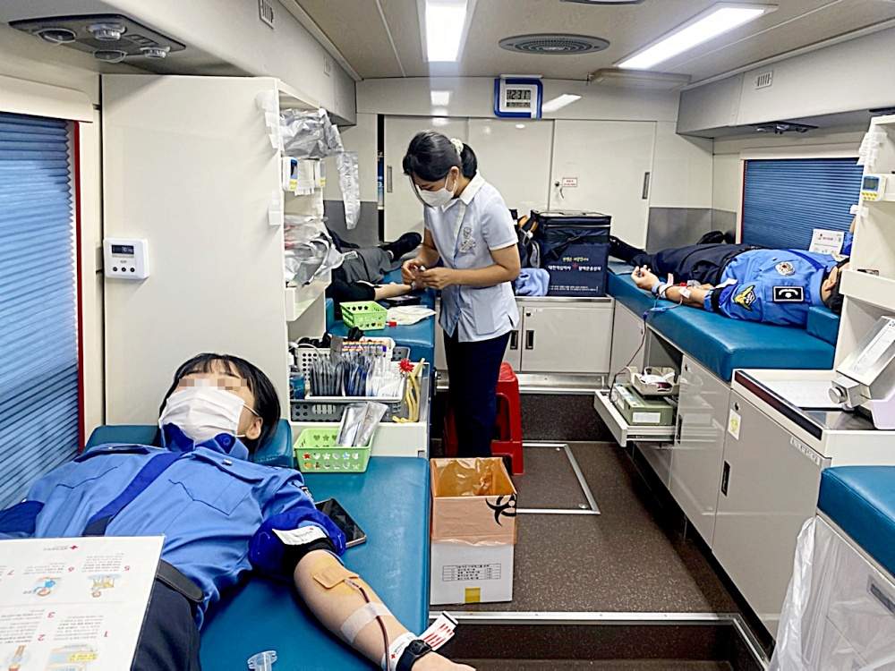 ▲ 해양경찰교육원 헌혈 현장