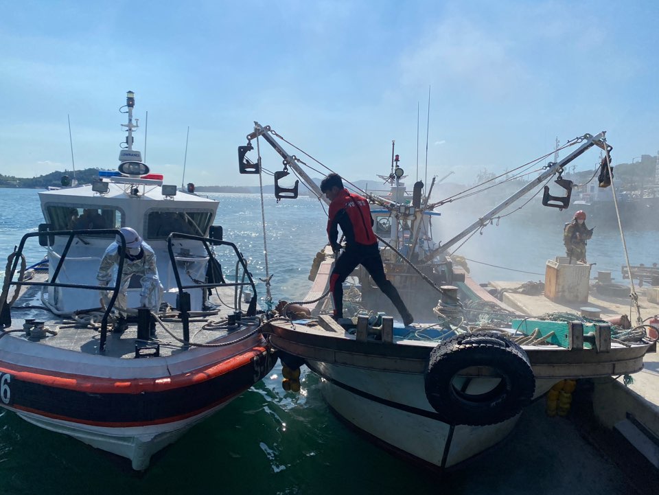 ▲ 민관합동 선박 화재 진압훈련 모습