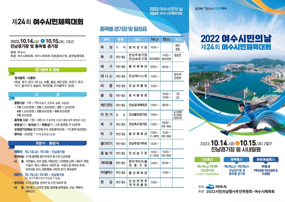 ▲여수시민의 날 시민체육대회 안내