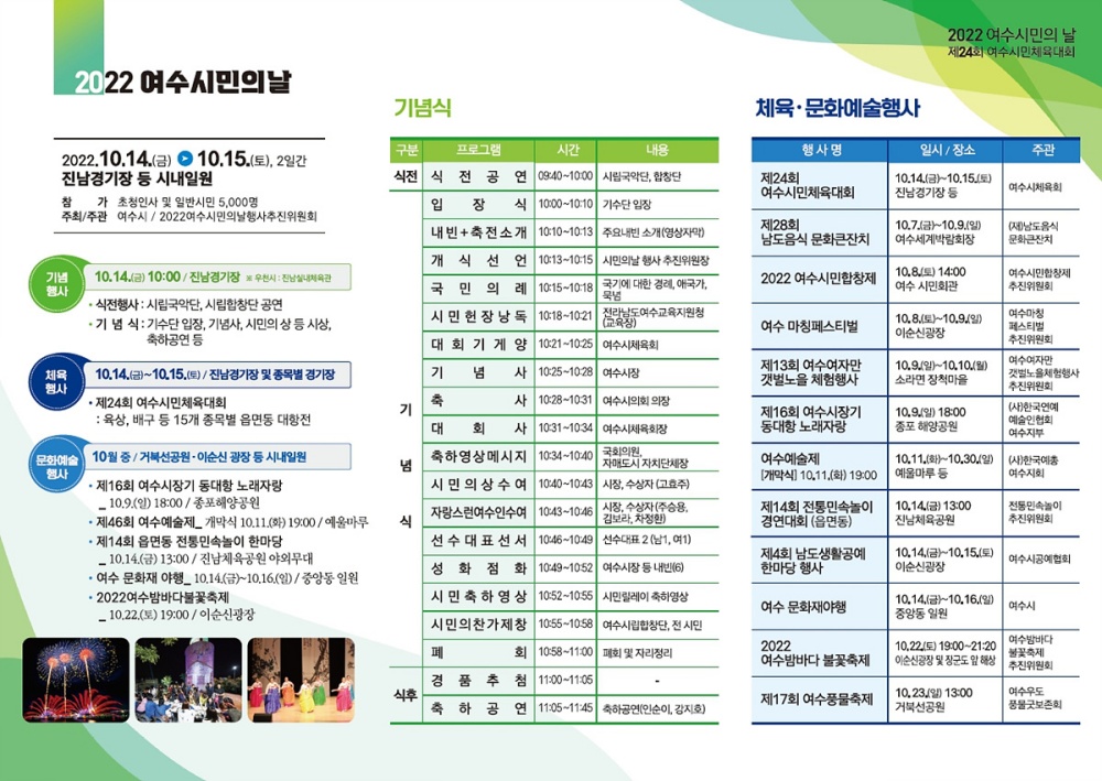 ▲ 여수시민의 날 시민체육대회 안내