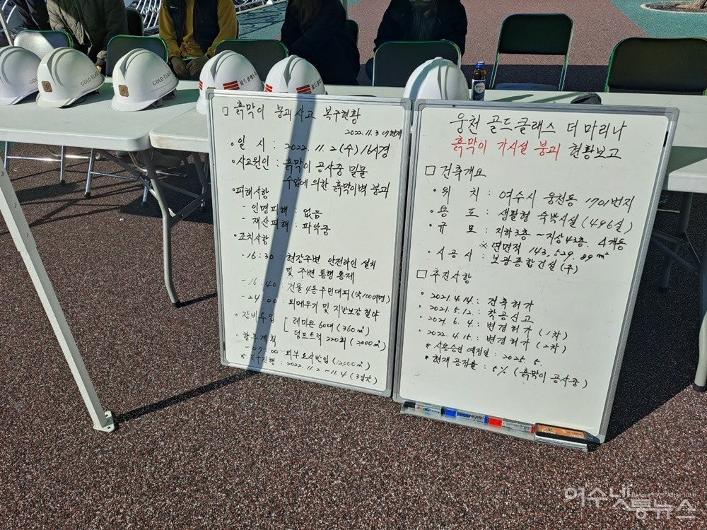 ▲ 여수시 흙막이 붕괴 사고 복구현황이다. ⓒ조찬현