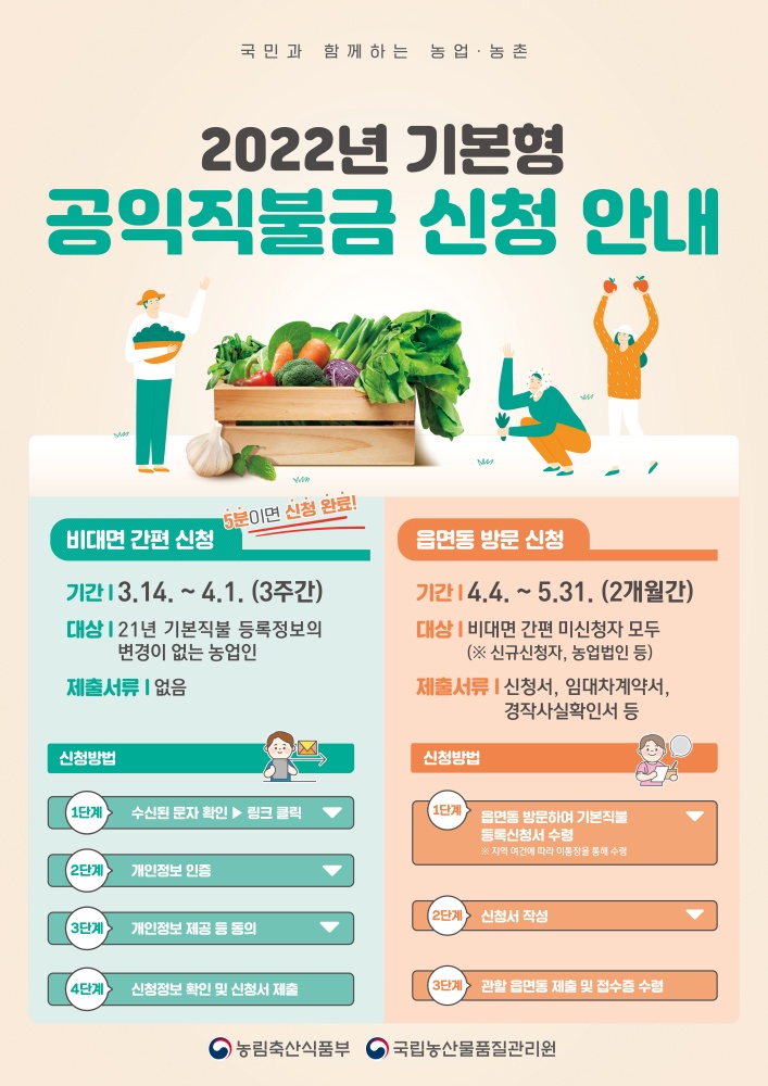 ▲공익직불금 신청접수 포스터