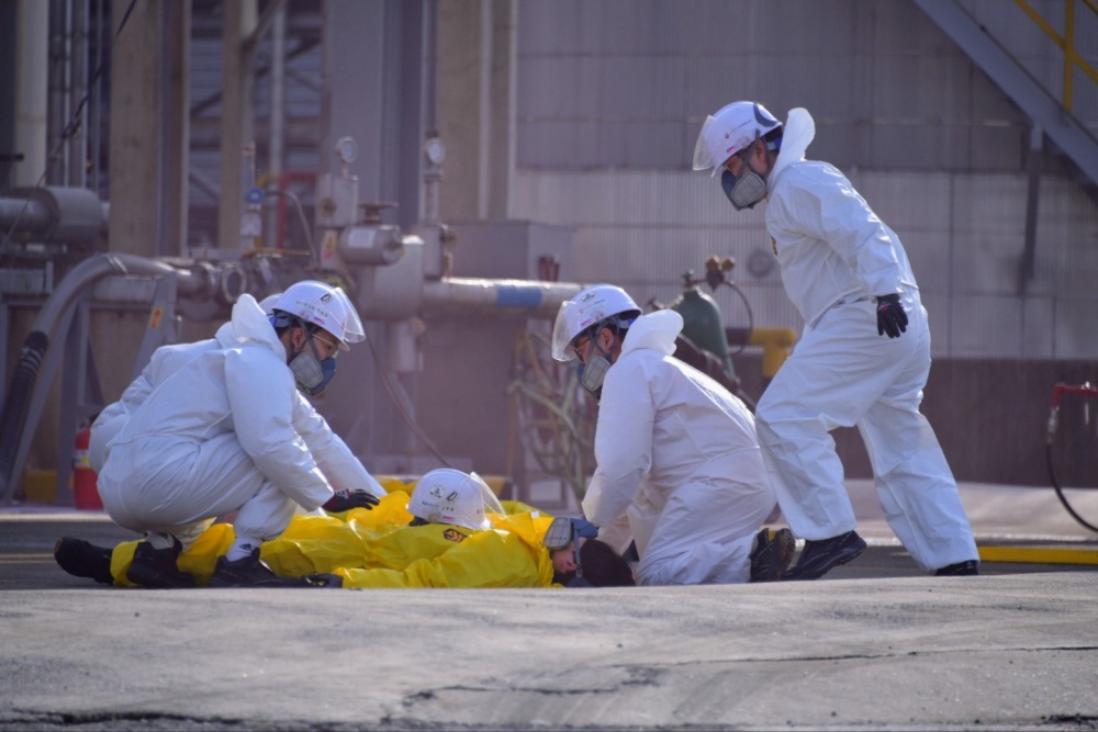 ▲ 롯데케미칼(주) 첨단소재 사업장에서 ‘2022년 재난대응 안전한국훈련’ 실제훈련