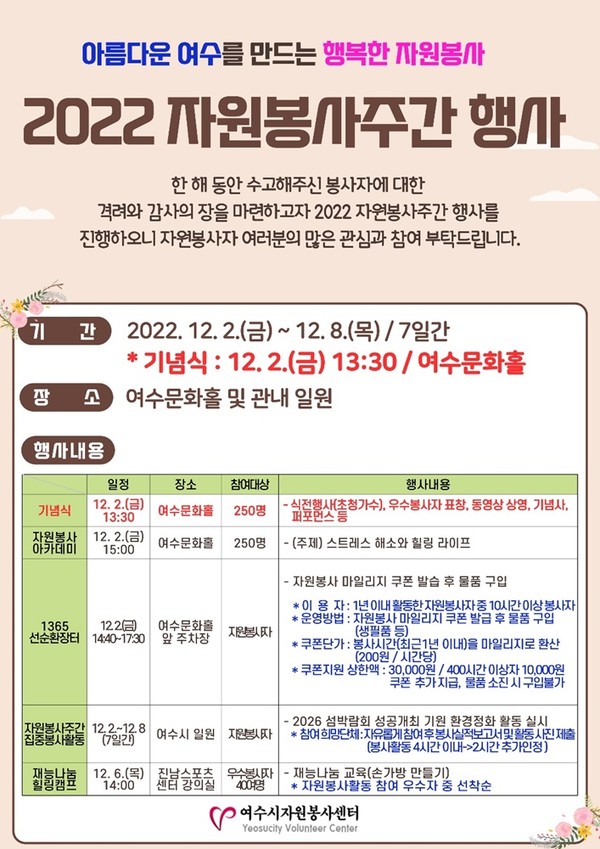 ▲  2022 자원봉사 주간 행사 포스터