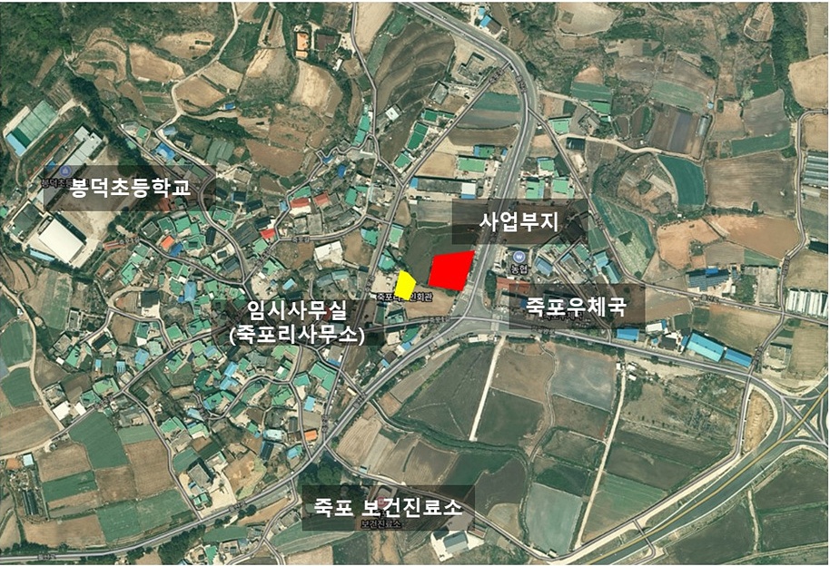 ▲ 돌산읍 죽포출장소 신축건물 및 임시사무실 위치도