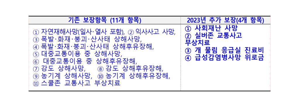 ▲ 기존 항목과 2023년 추가 보장 4개 항목