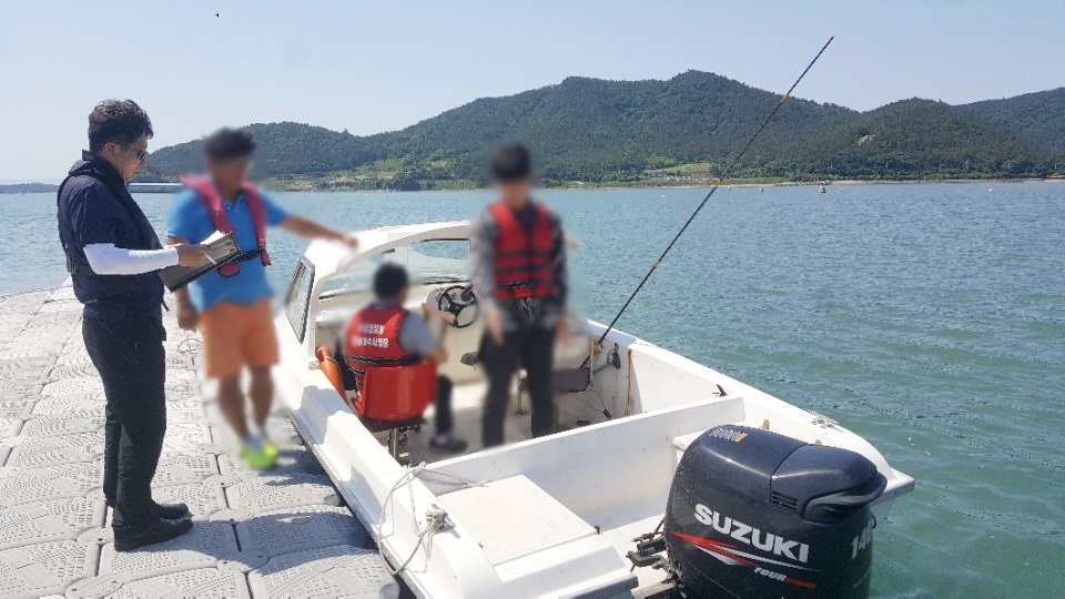 ▲ 동력수상레저기구 조종면허 실기 시험 현장