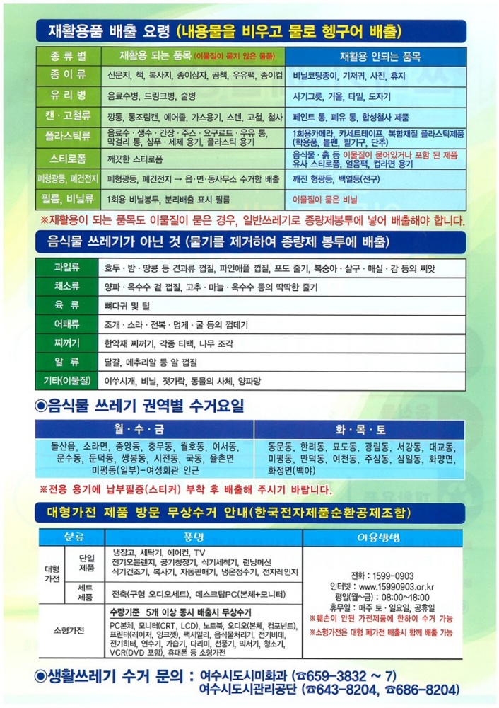 ▲ 쓰레기배출요령