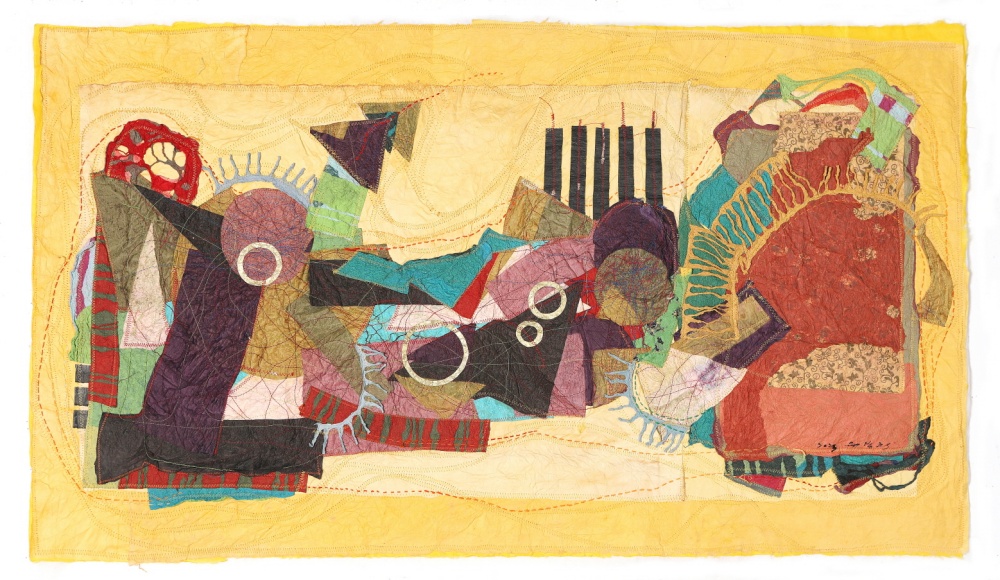 ▲ 나.너.우리 심상여수 (62×108cm, 한지,면사,금박 2023)