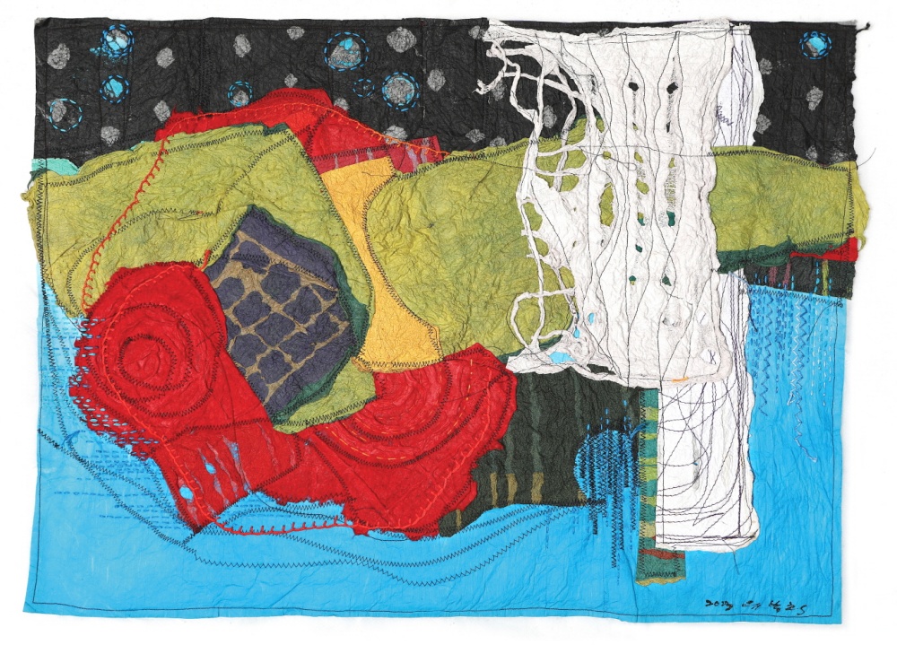 ▲ 나.너.우리 심상여수 (42.5×61cm 한지,면사,먹물 2023)