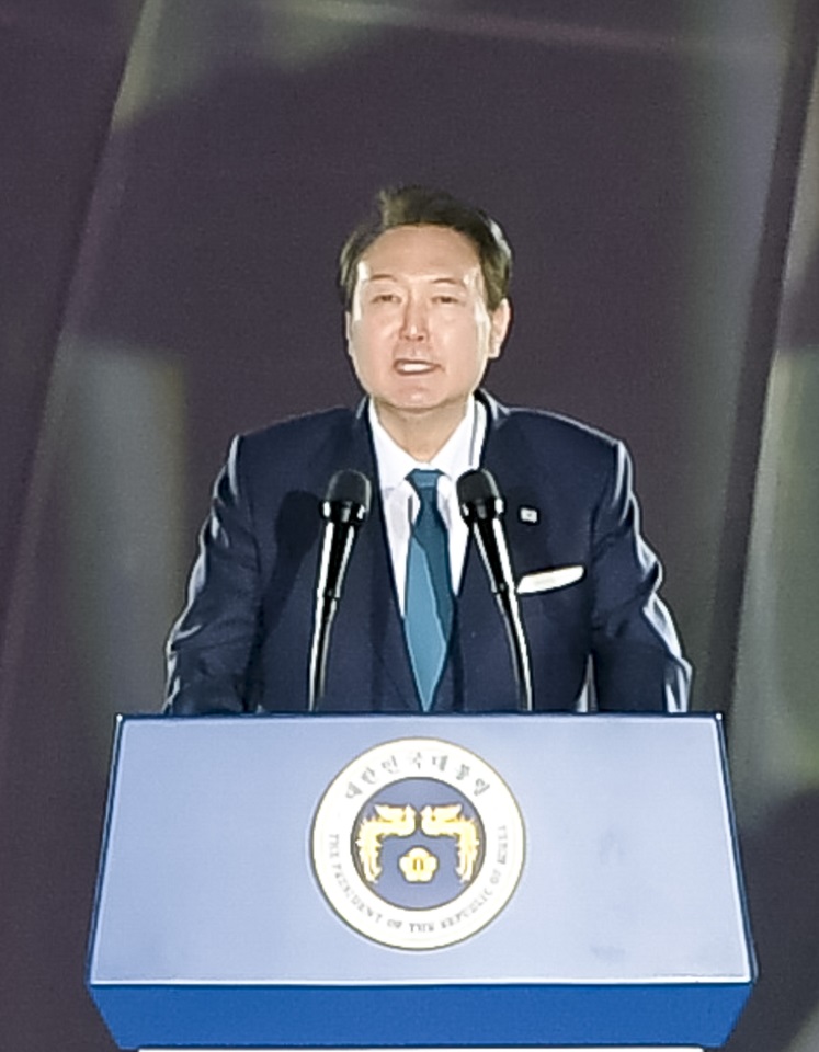 ▲  2023순천만국제정원박람회 개막식에서 축사하는 윤석열 대통령