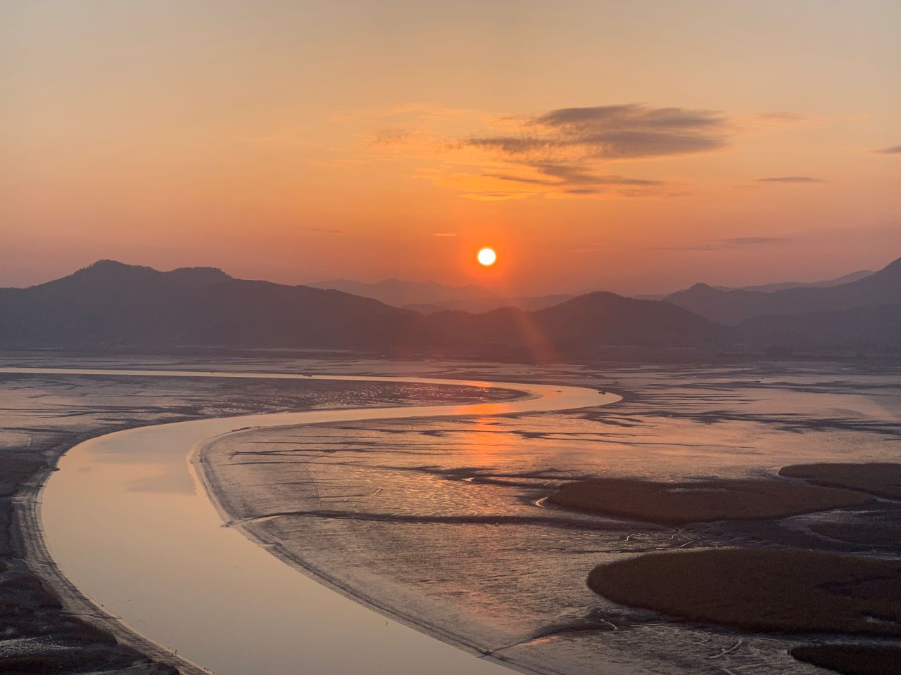 ▲ 순천만습지 전망대에서 바라본 일몰