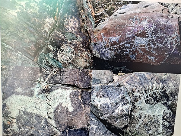 ▲ 몽골 서쪽 끝 알타이지방에 있는 암각화 모습으로 교과서에서만 보았던 암각화다. 몽골 중국 러시아 3국 국경지대에 있는 암각화 사진을 찍다가 국경경비대에 불려가 조사받았다.ⓒ 오문수