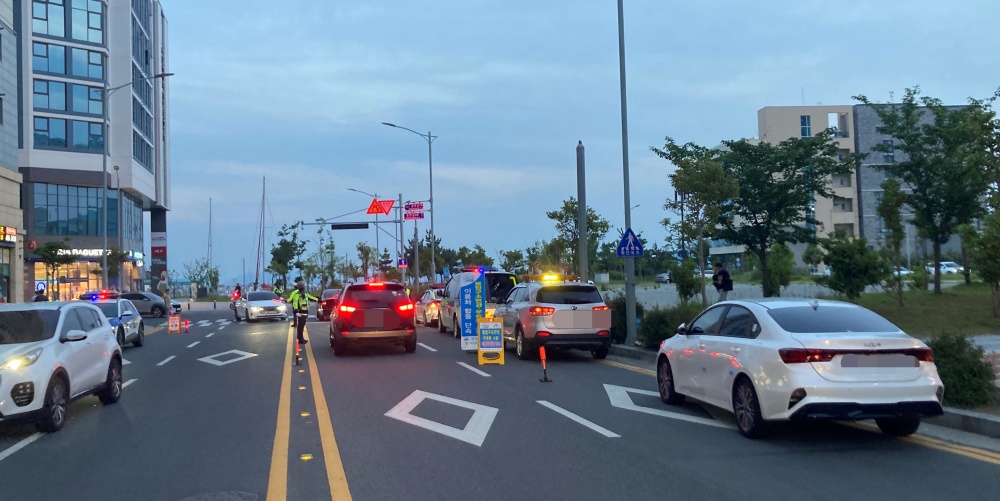 ▲ 교통법규 위반 이륜차 합동단속 현장