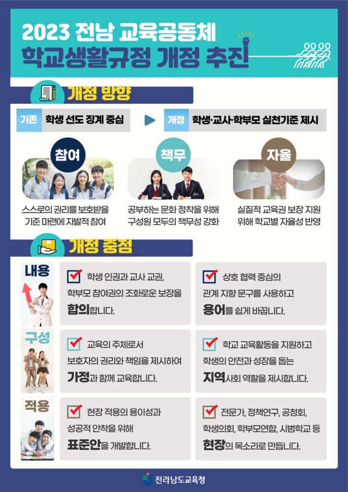 ▲ 전라남도교육청 학교생활규정 개정