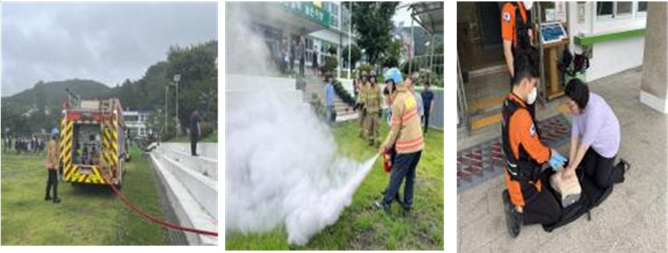 ▲ 여수소방서 돌산119안전센터 합동소방훈련