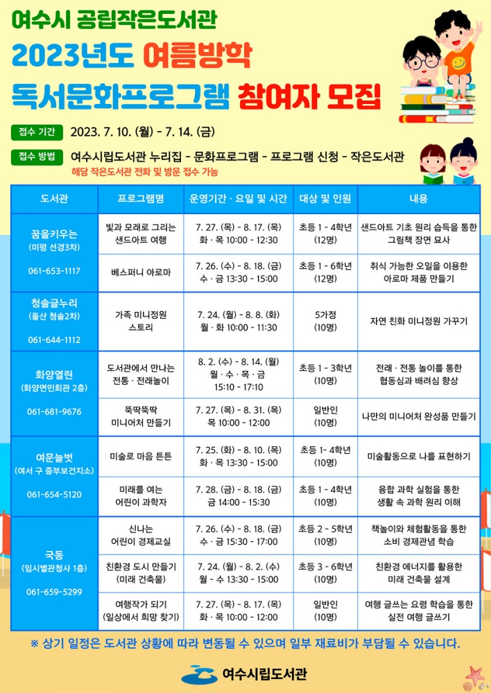 ▲ 여름방학 독서문화프로그램