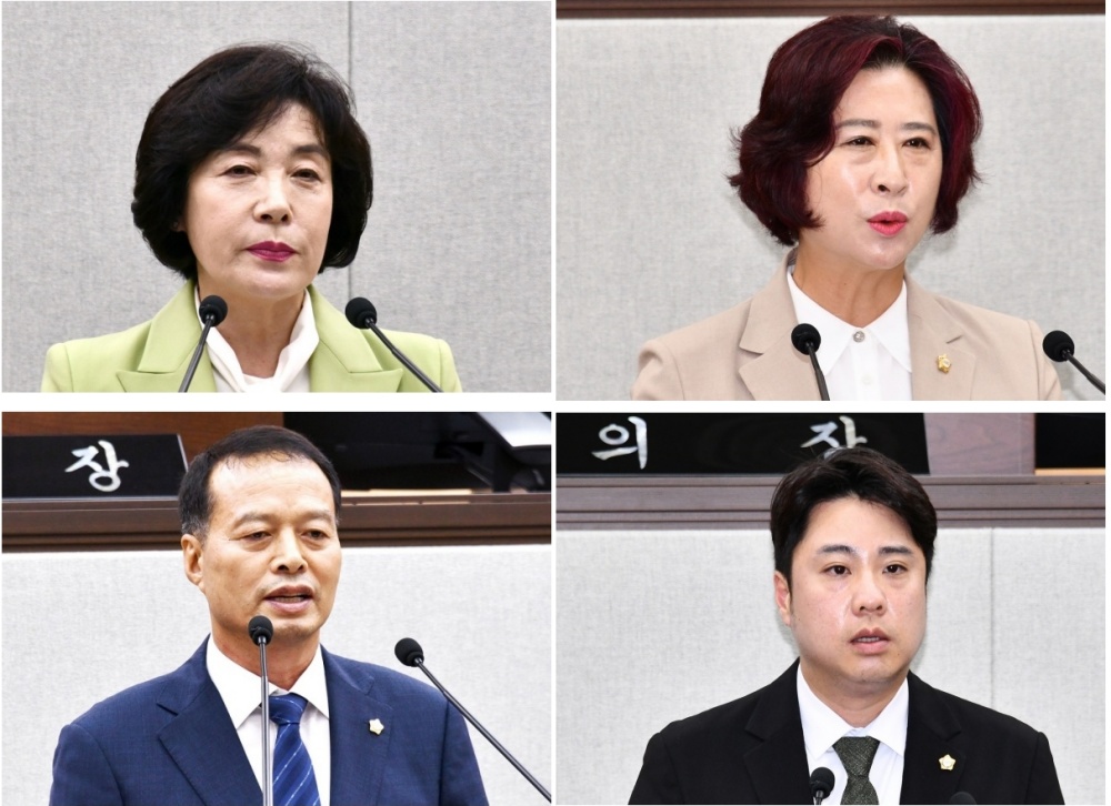 ▲진명숙‧김채경‧송하진‧이석주 여수시의원