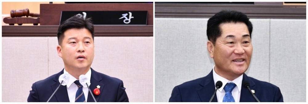 ▲ 여수시의회 예결특위 고용진 위원장과 윤리특위 이찬기 위원장