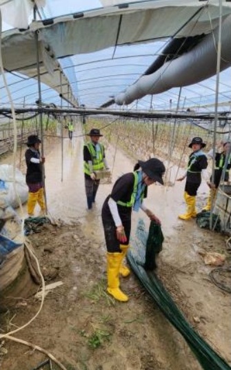 ▲ 국토대장정 이틀째 나주서 수해복구 봉사활동