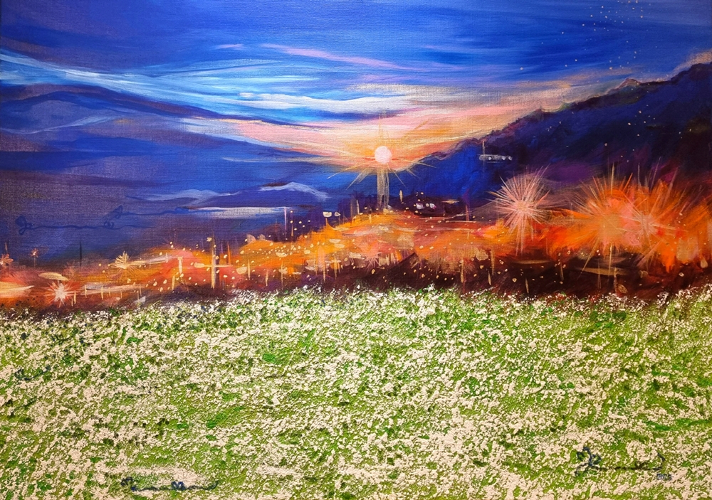 ▲ 김계희, 하화도의 夜 (65.1×90.9cm, 캔버스에 혼합재료)