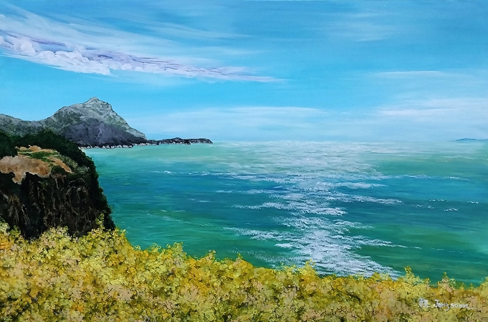 ▲ 장순, 하화도의 유채밭 (60.5X90.1cm, 캔버스에 혼합재료)