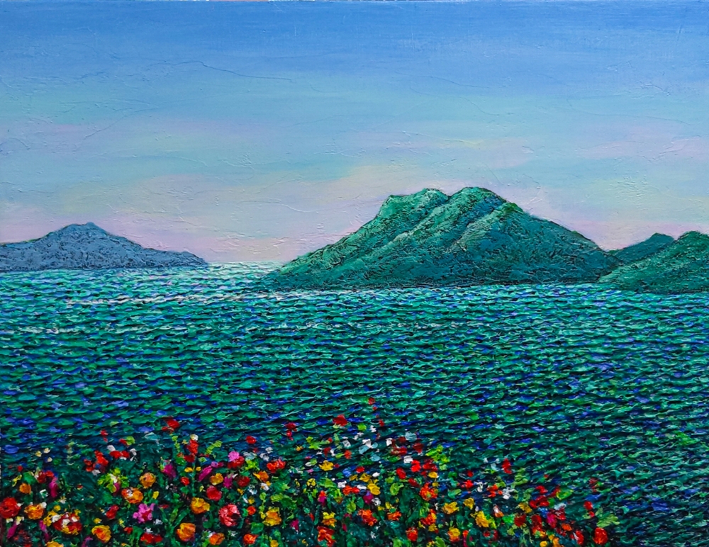 ▲ 우미경, 꽃섬-하화도 (45.5X53.0cm, 캔버스에 혼합재료)