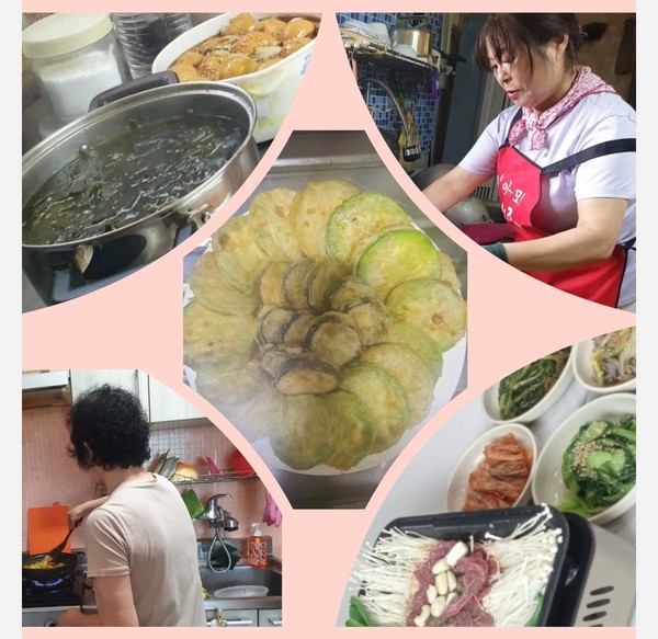 ▲ 활동지원사가 직접 만든 미역국과 반찬 조리