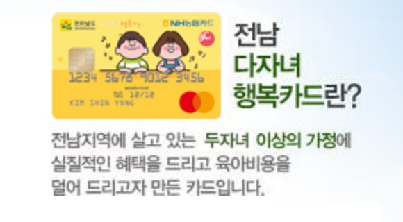 ▲ 전남 다자녀행복카드 안내