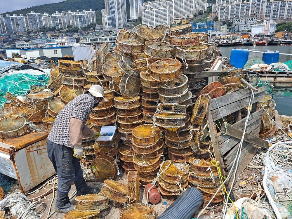▲근로자가 여수 국동항 파제제 장애물(적치물) 제거공고를 살펴보고 있다.  ⓒ조찬현