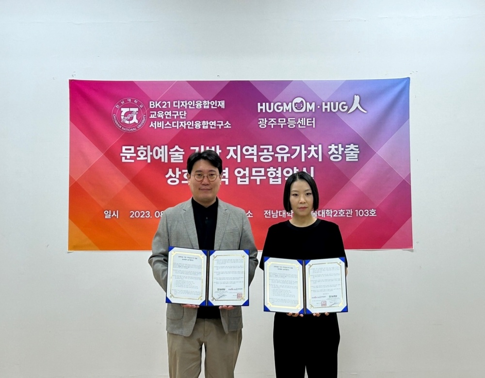 ▲전남대 서비스디자인융합연구소-허그맘허그인센터 MOU