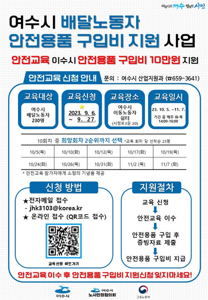 ▲ 배달노동자 안전용품 구입비 지원