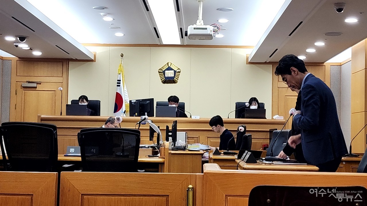 ▲ 지난 12일 광주지법 순천지원 316호 형사법정에서 탁성호 사건발생 53년만에 열린 탁성호 재심 공판 모습 ⓒ심명남