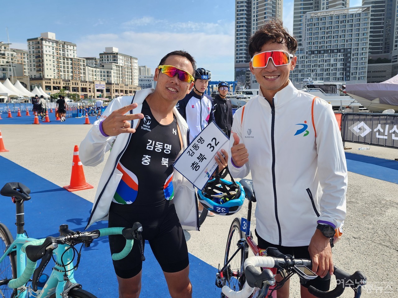 ▲ 10/14~15까지 남해안 거점도시 미항여수 이순신마리나 일원에서 제104회 전국체육대회 철인3종경기에 출전한 충북 선수 한컷 ⓒ심명남